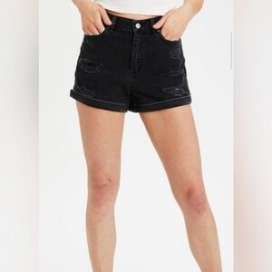 American Eagle shorts High waisted mom shorts stretch Black Distressed Denim
